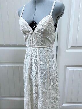BCBGMaxAzria Ivory Lace Cotton Maxi Dress